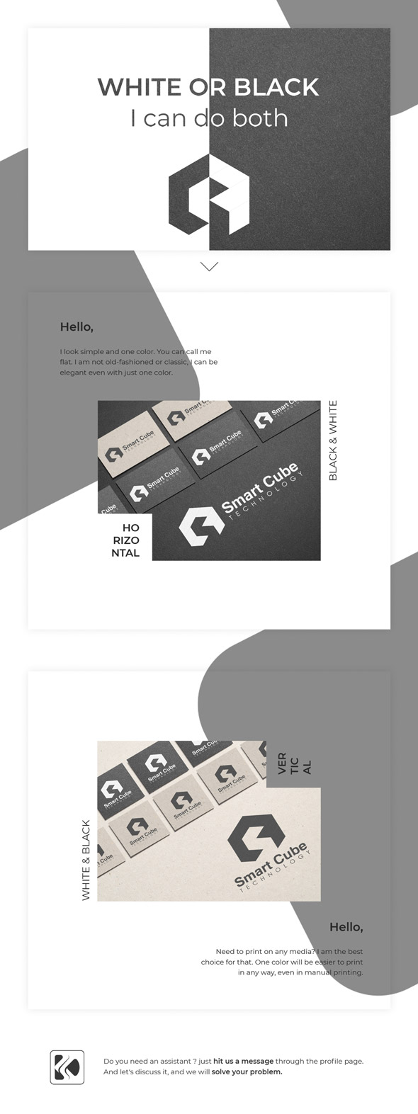 Digital Logo Template - Smart Cube - Black White 